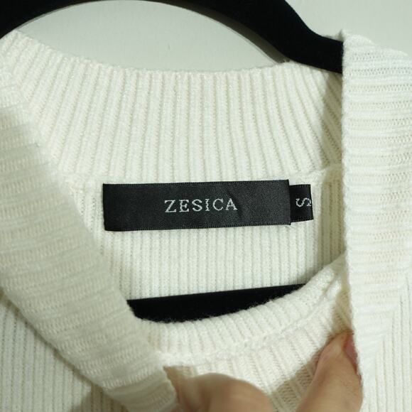 Zesica Womens Oversized Ribbed Knit Pullover Sweater Stripe Apricot Size Small - Picture 2 of 8